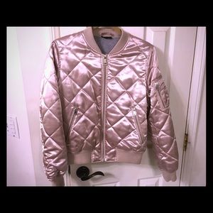 Topshop quilted satin bomber jacket